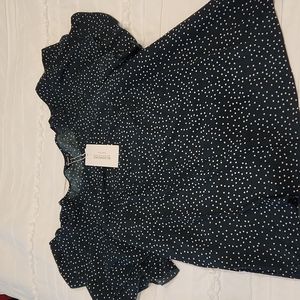 Dark Green Pola Dot Blouse NWT